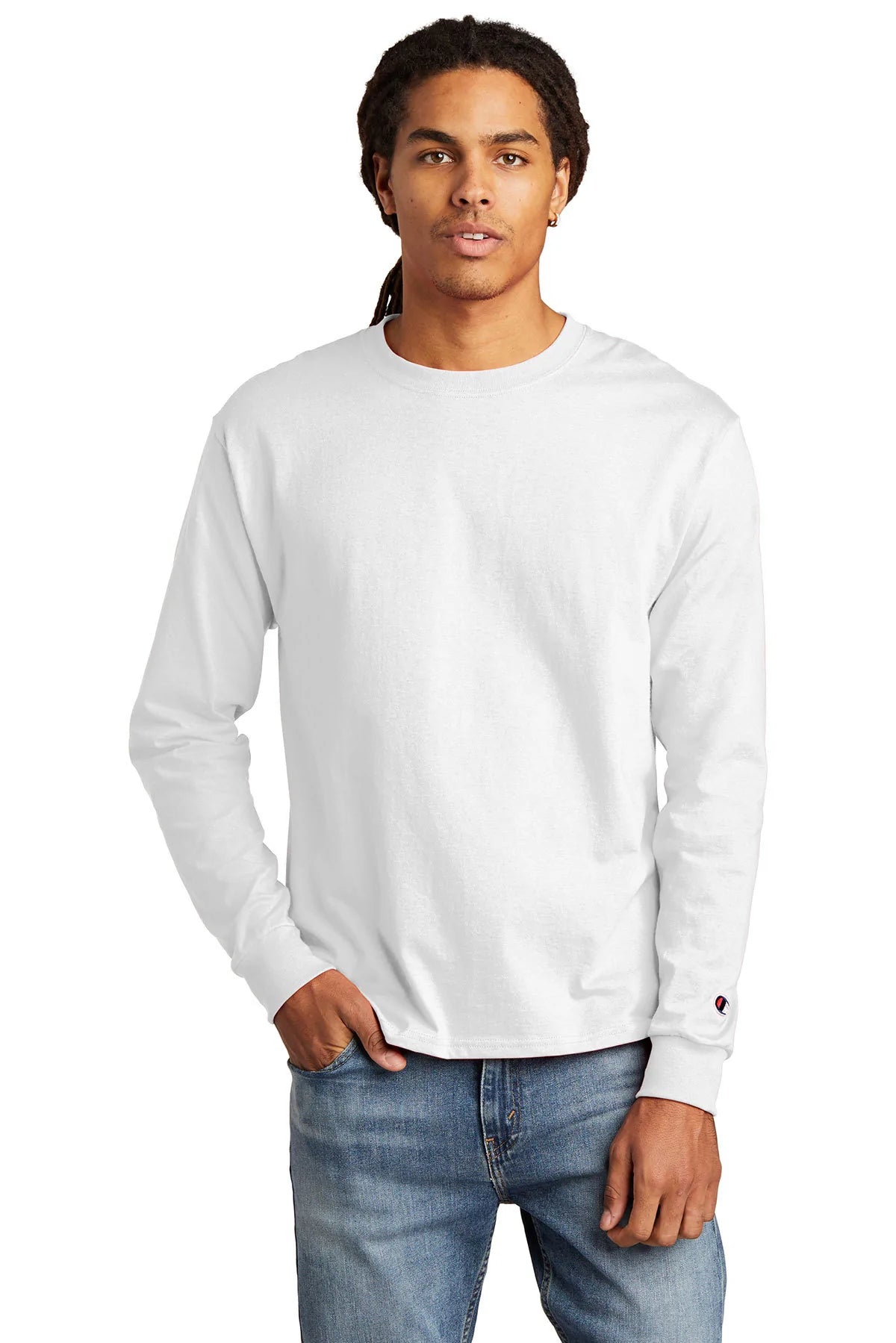 Champion Heritage 5.2-Oz. Jersey Long Sleeve Tee | White