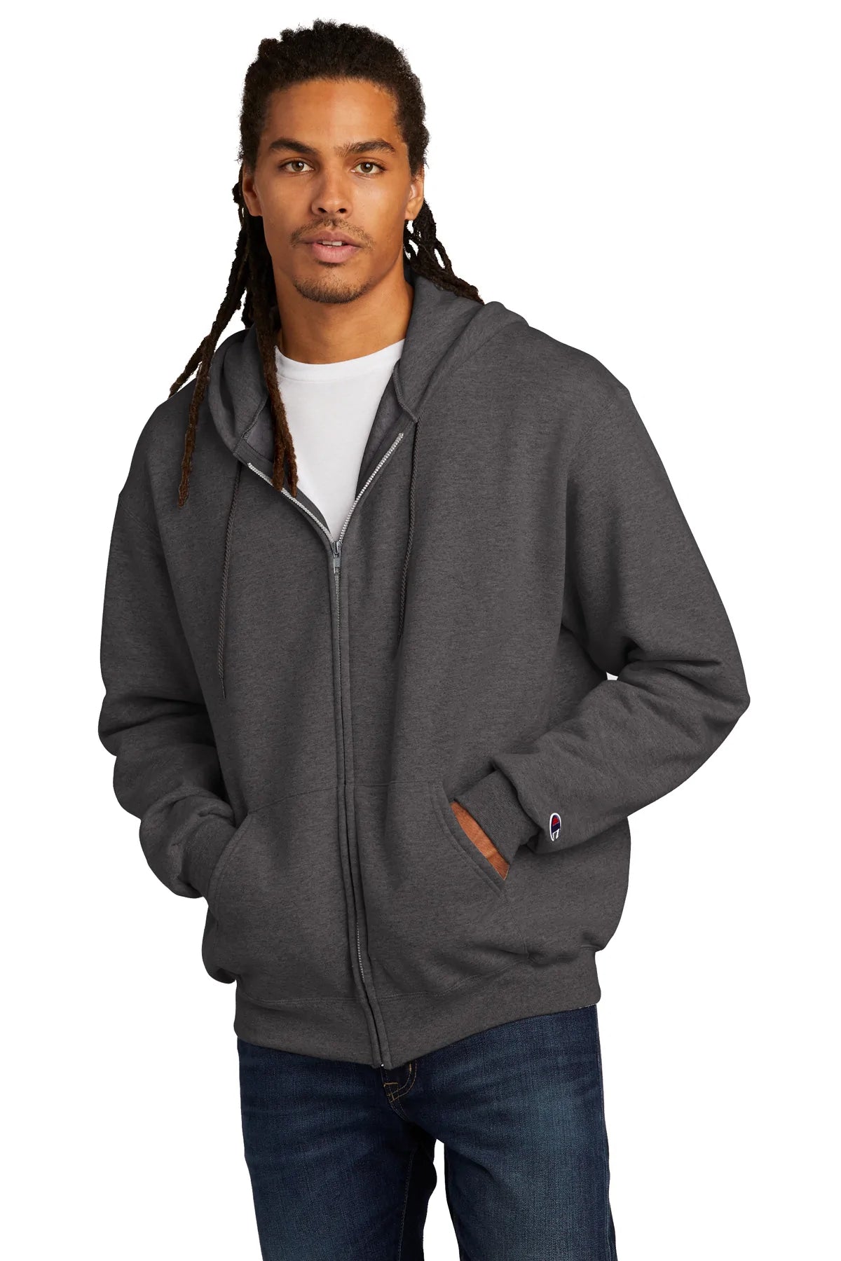 Champion Eco Fleece Full-Zip Hoodie | Charcoal Heather