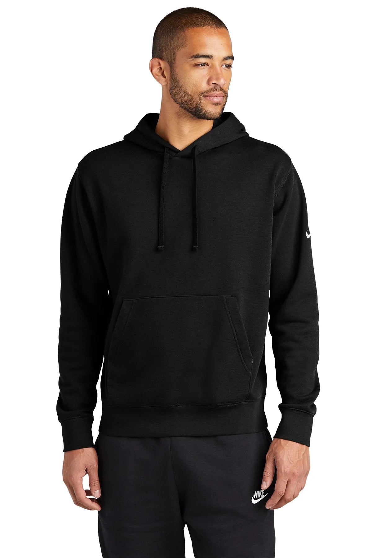 Nike Club Fleece Sleeve Swoosh Pullover Hoodie NEW | Black