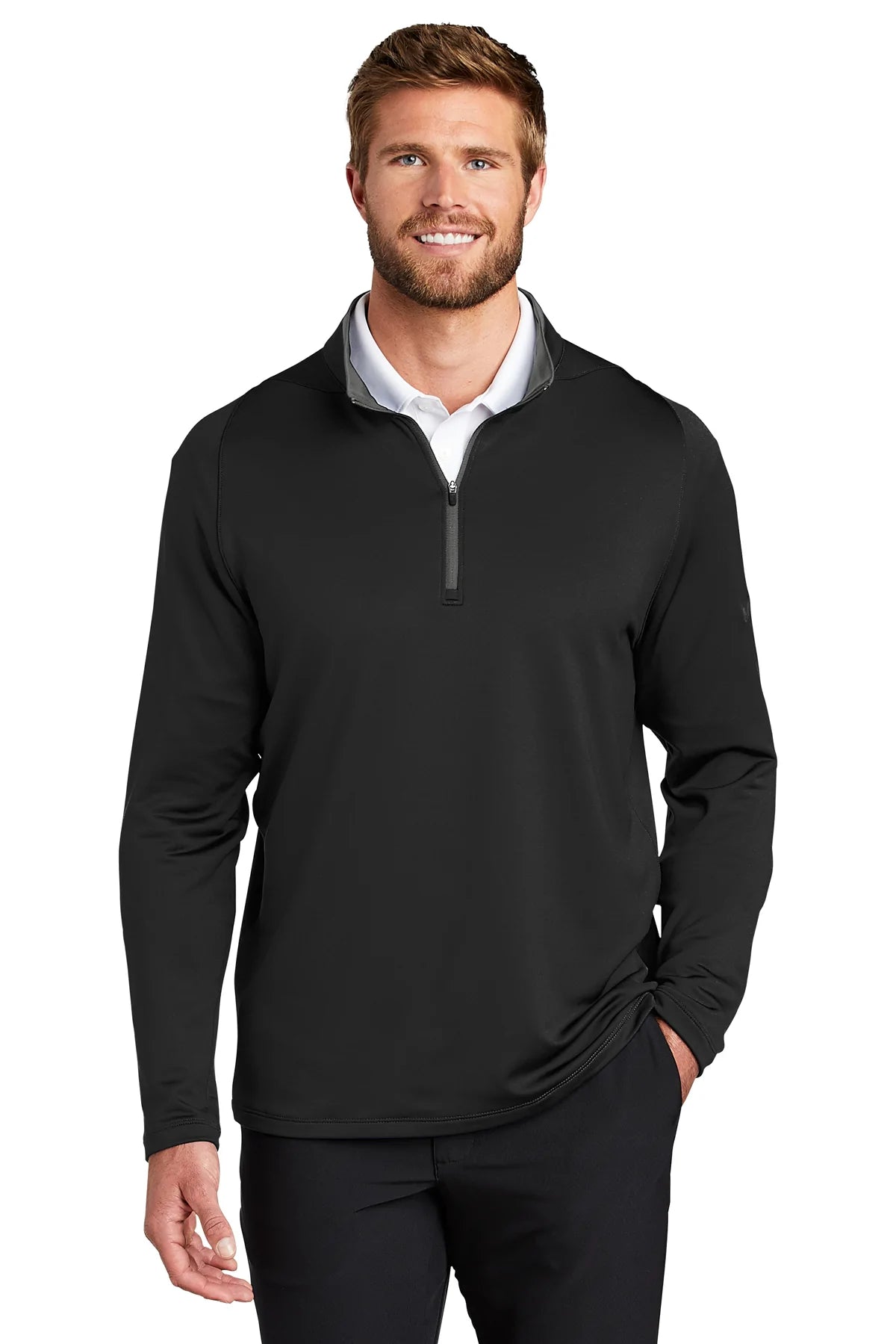 Nike Dri-FIT Stretch 1/2-Zip Cover-Up 779795 | Black Dark Grey