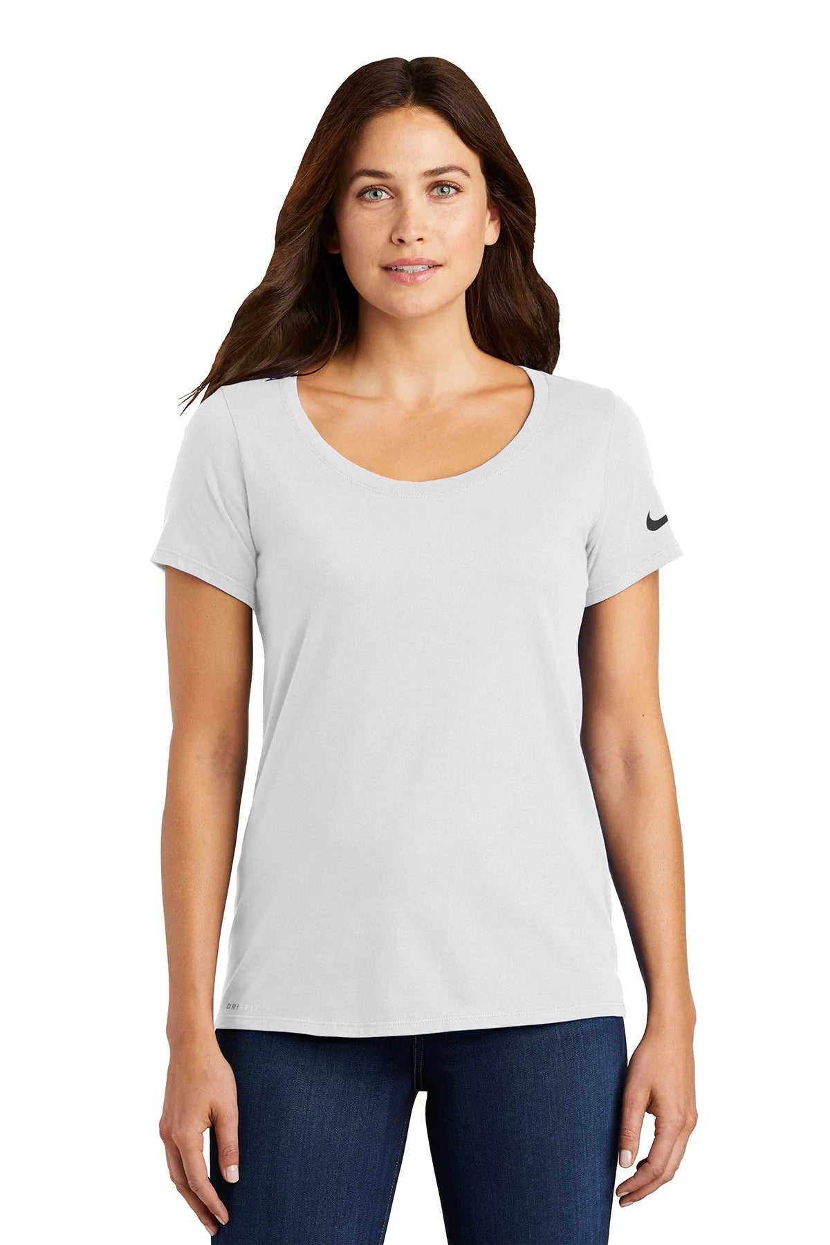 Copy of Nike Ladies Dri-FIT Cotton/Poly Scoop Neck Tee | White