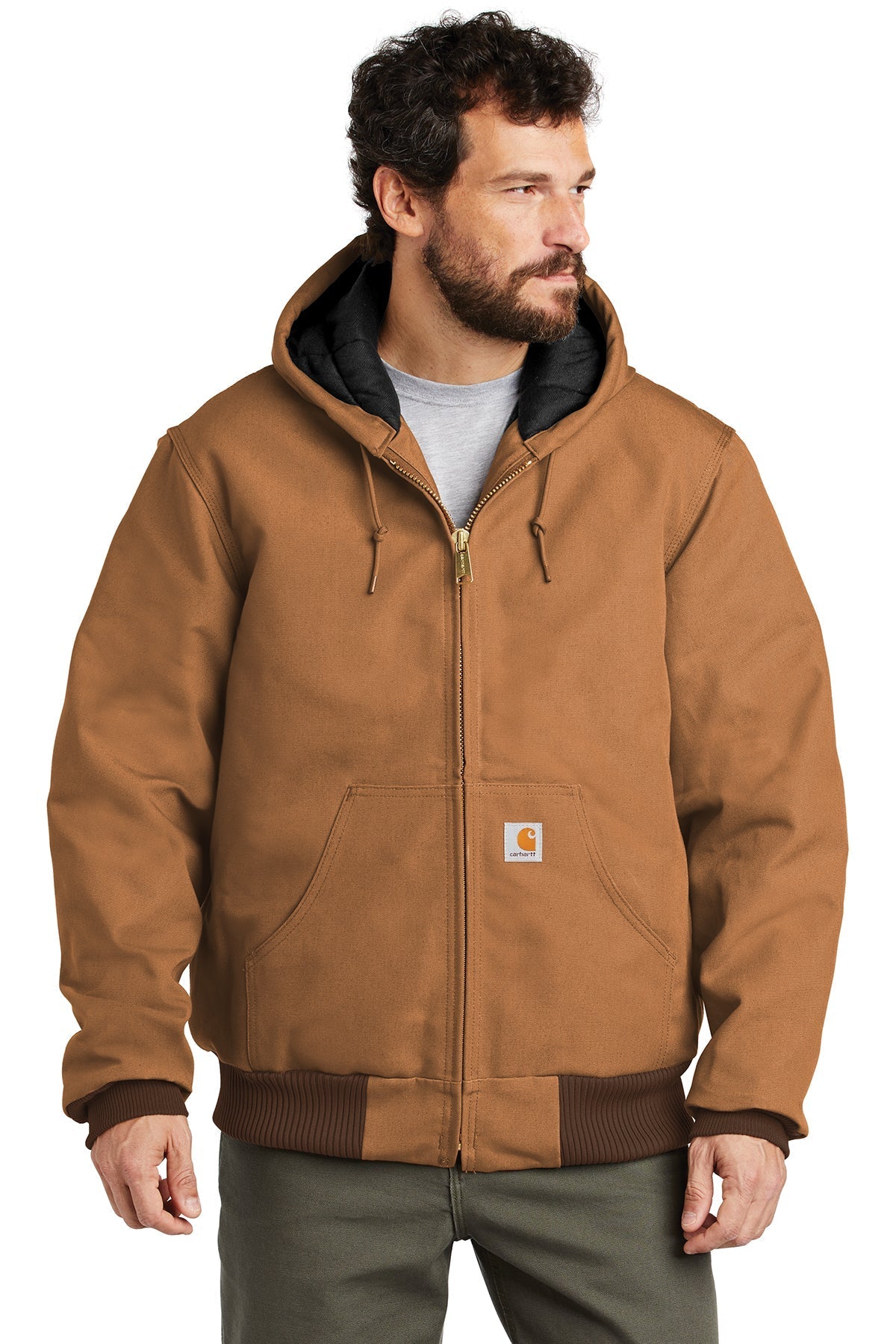 Carhartt Tall Quilted-Flannel-Lined Duck Active Jacket | Carhartt Brown