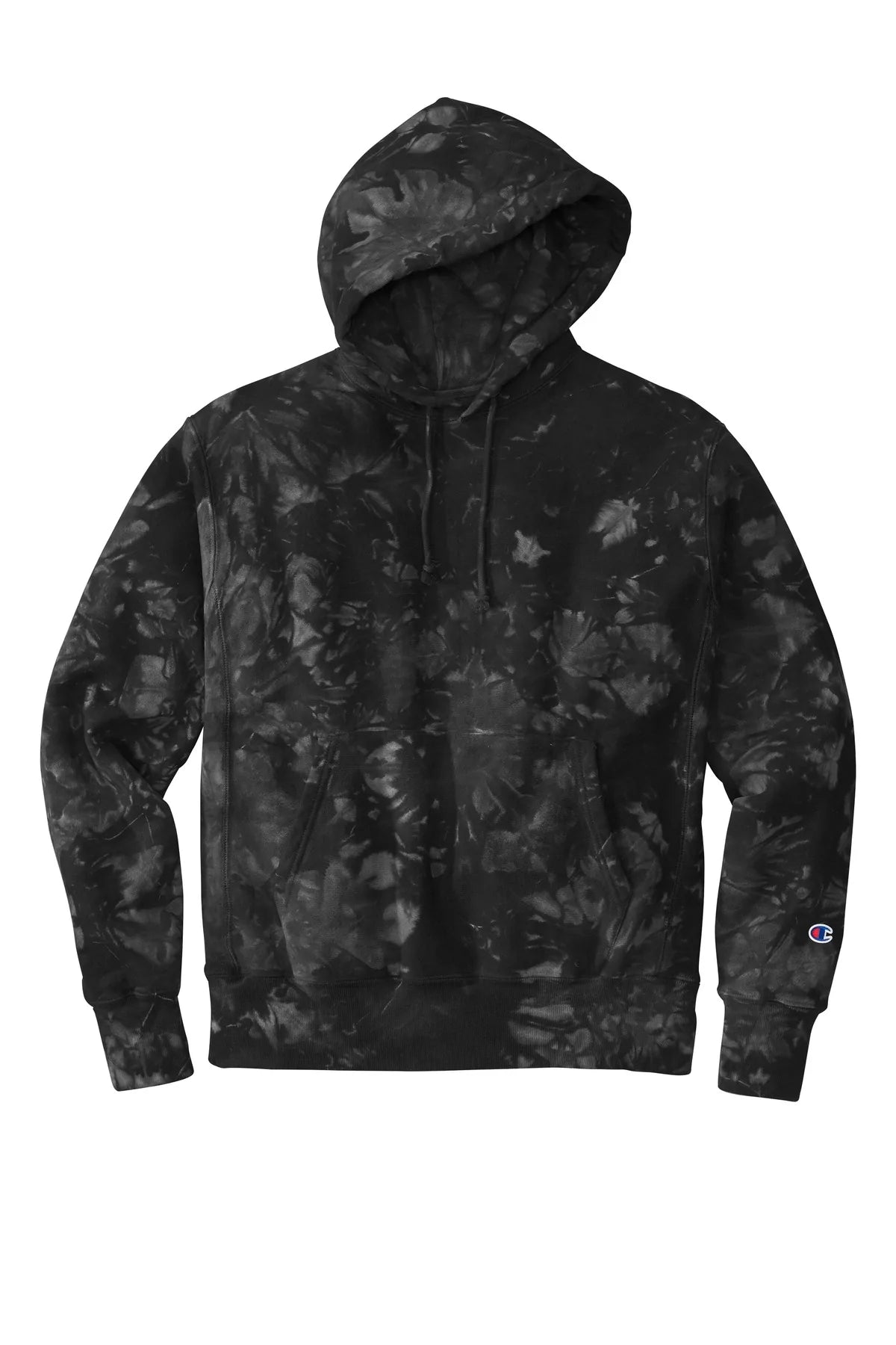 Champion Reverse Weave Scrunch-Dye Tie-Dye Hooded Sweatshirt | Black