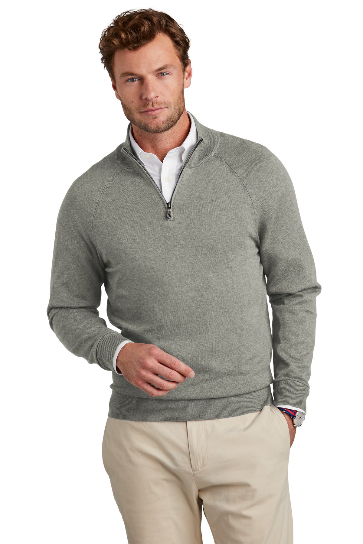 Brooks Brothers ®  Cotton Stretch 1/4-Zip Sweater