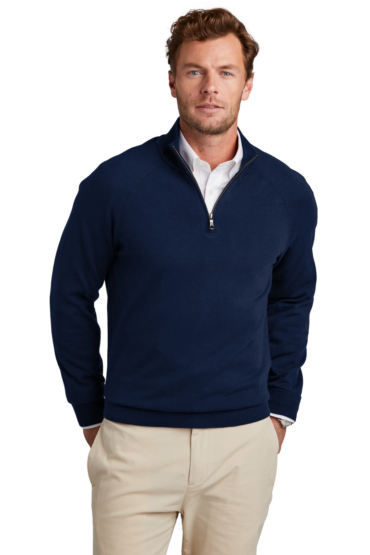 Brooks Brothers ®  Cotton Stretch 1/4-Zip Sweater