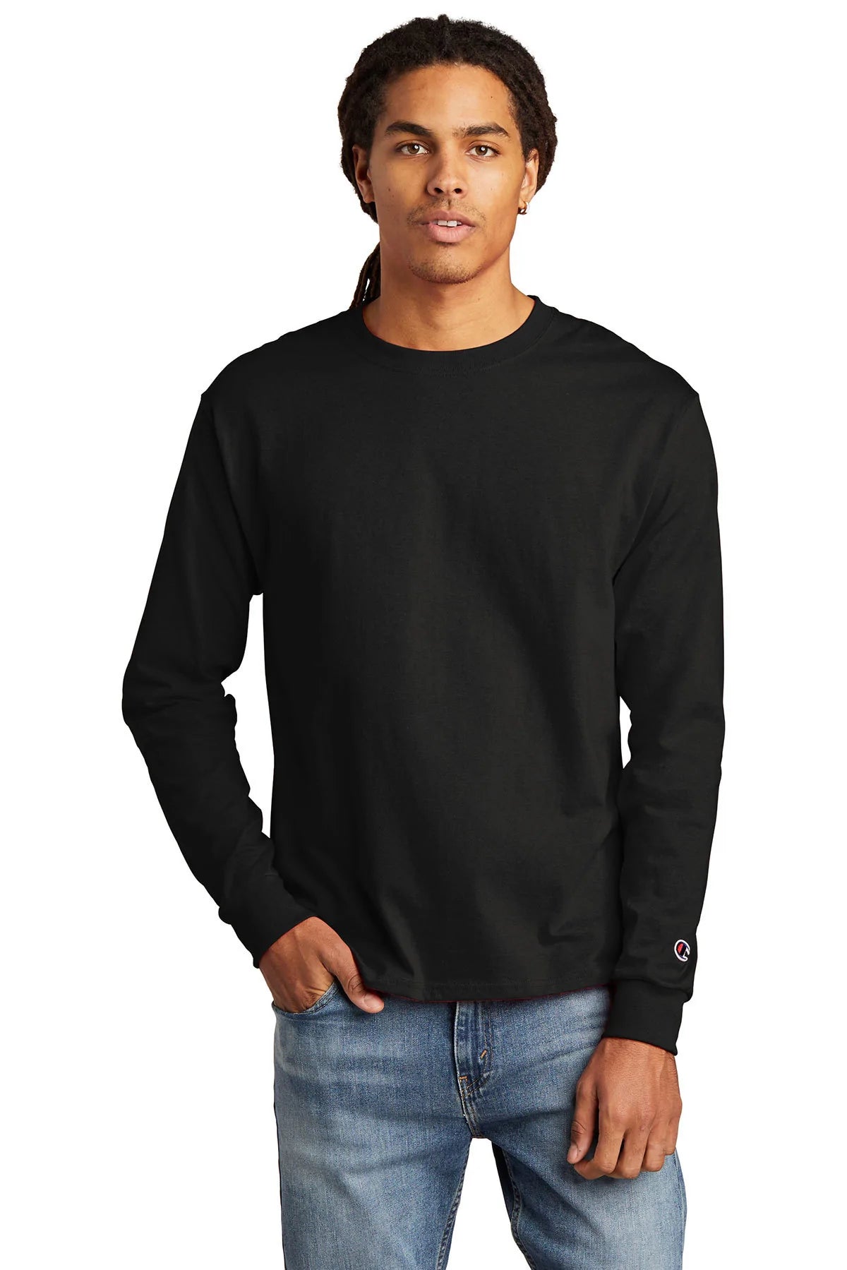 Champion Heritage 5.2-Oz. Jersey Long Sleeve Tee | Black