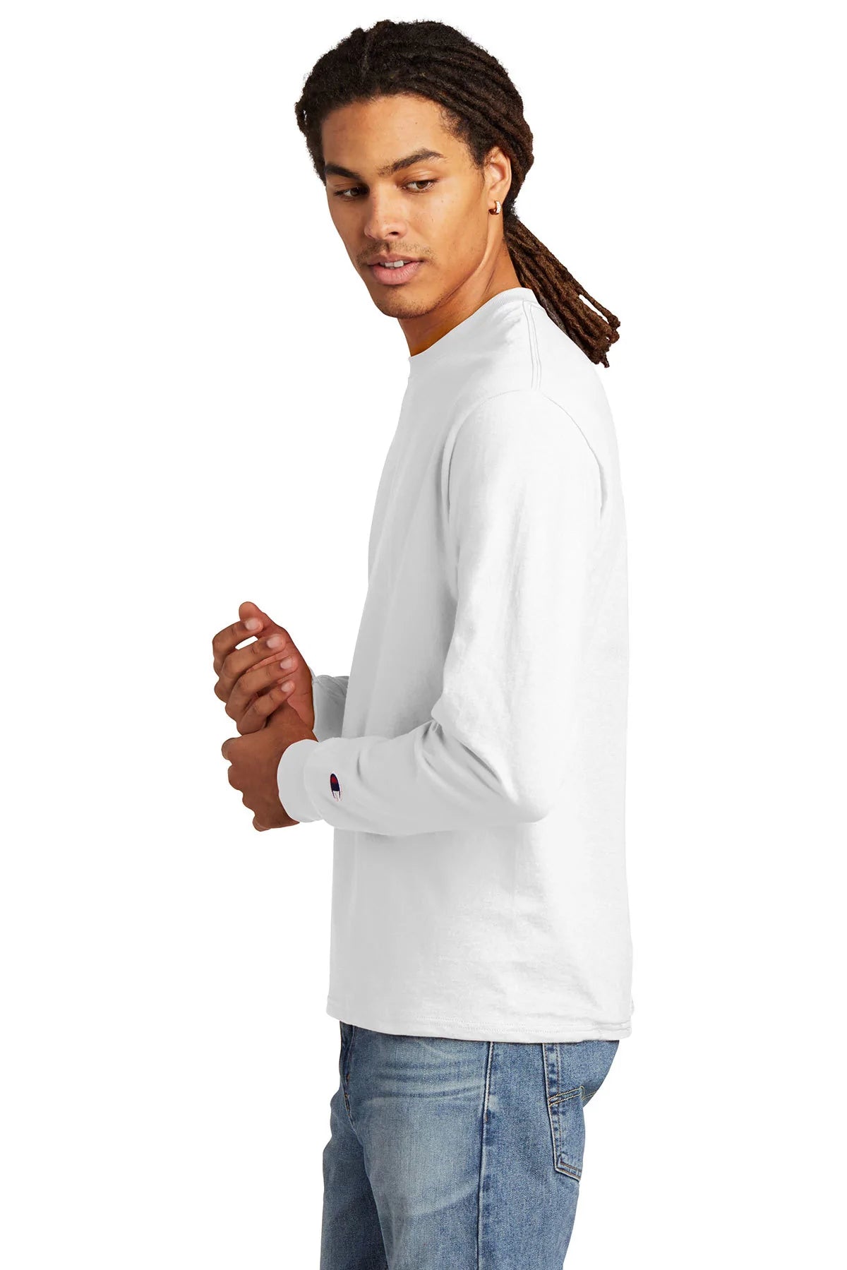 Champion Heritage 5.2-Oz. Jersey Long Sleeve Tee | White