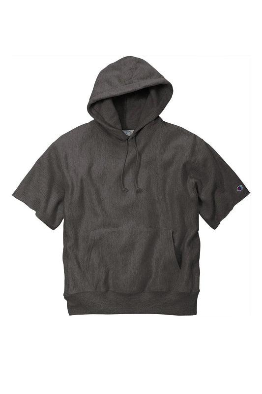 Champion Reverse Weave Short Sleeve Hooded Sweatshirt | Charcoal Heather