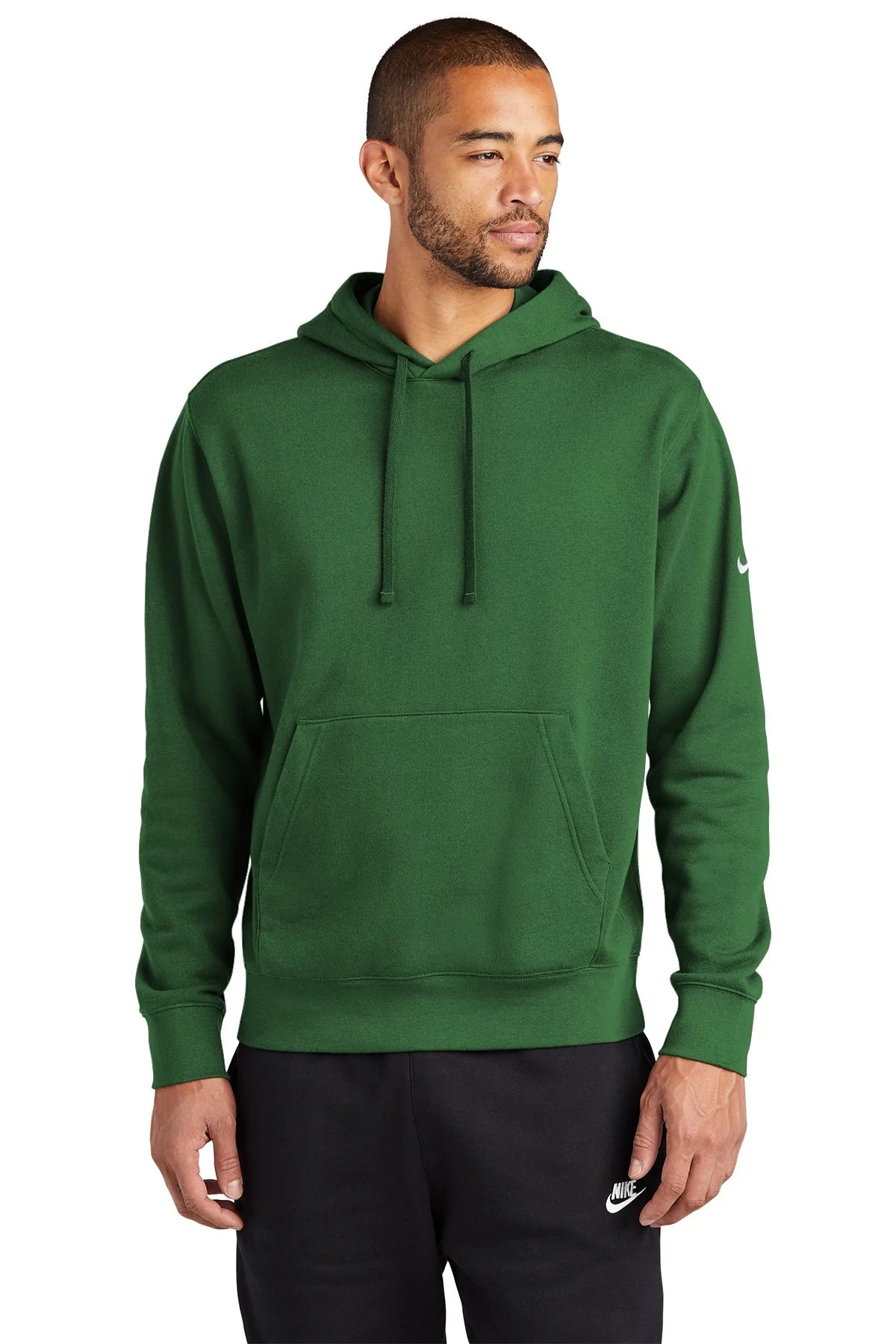 Nike Club Fleece Sleeve Swoosh Pullover Hoodie | Dark Grey Heather