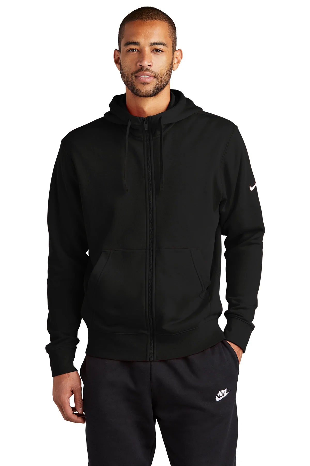 Nike Club Fleece Sleeve Swoosh Full-Zip Hoodie | Black