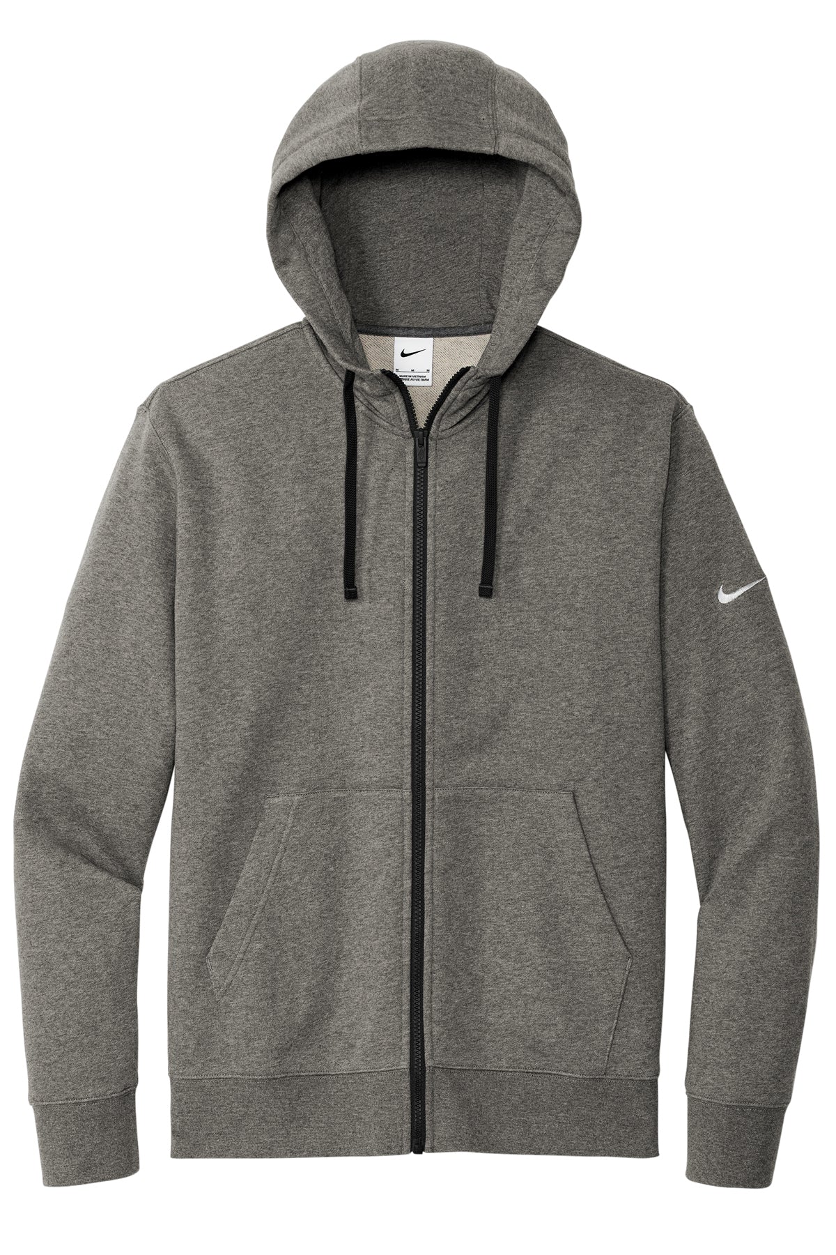 Nike Club Fleece Sleeve Swoosh Full-Zip Hoodie | Charcoal Heather