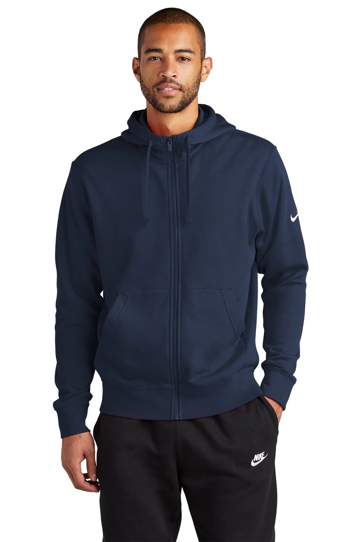 Nike Club Fleece Sleeve Swoosh Full-Zip Hoodie | Midnight Navy