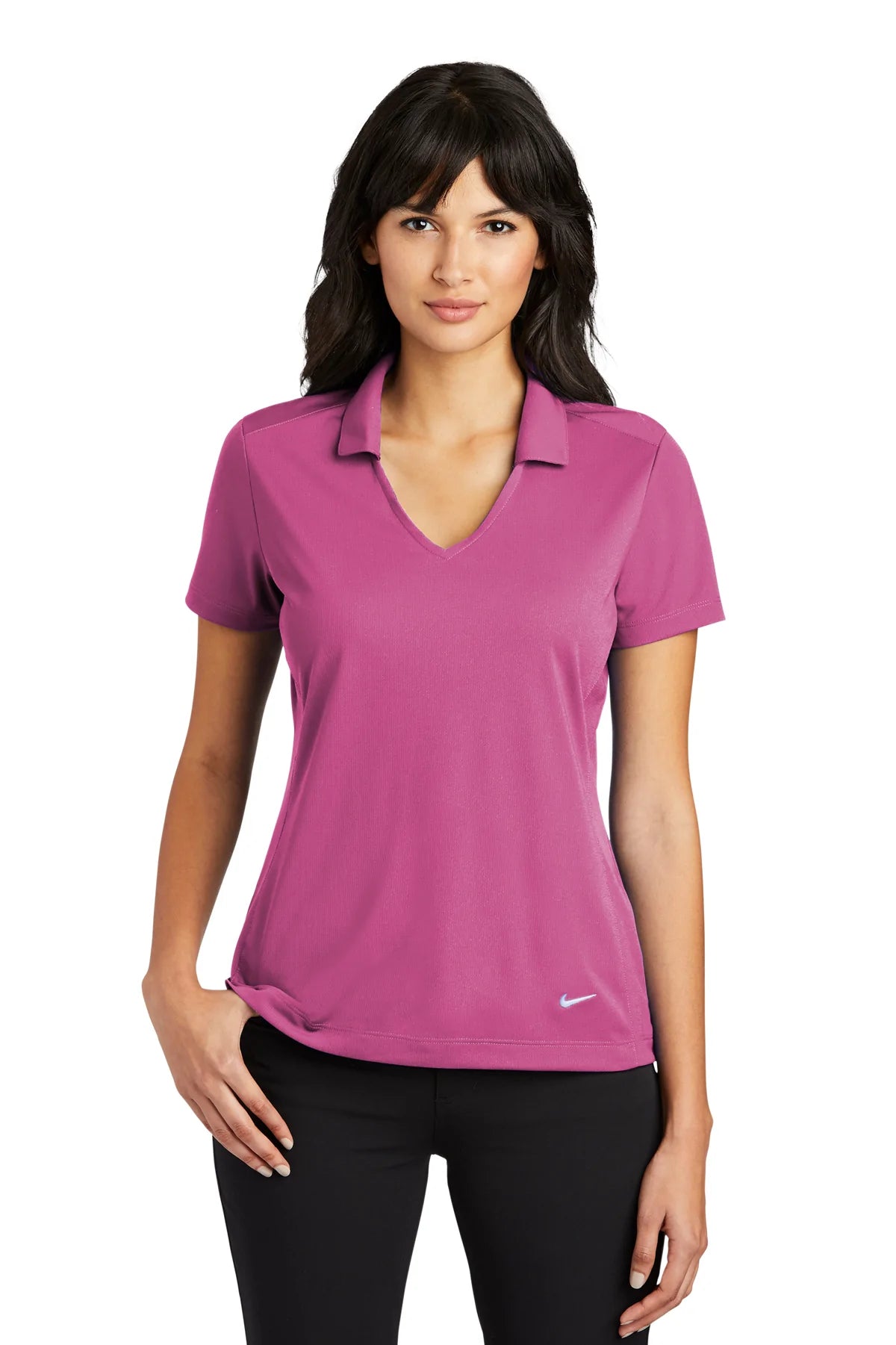 Nike Ladies Dri-FIT Vertical Mesh Polo | Pink Fire