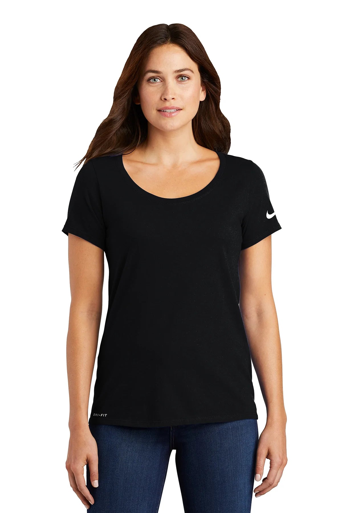 Nike Ladies Dri-FIT Cotton/Poly Scoop Neck Tee | Black