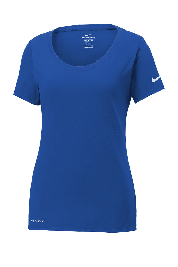 Nike Ladies Dri-FIT Cotton/Poly Scoop Neck Tee | Rush Blue