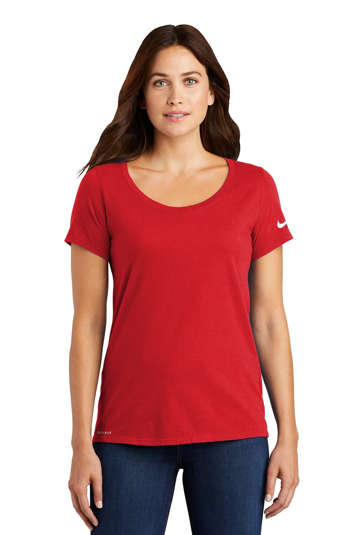 Copy of Nike Ladies Dri-FIT Cotton/Poly Scoop Neck Tee | University Red