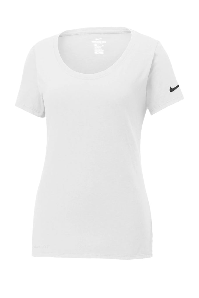 Copy of Nike Ladies Dri-FIT Cotton/Poly Scoop Neck Tee | White