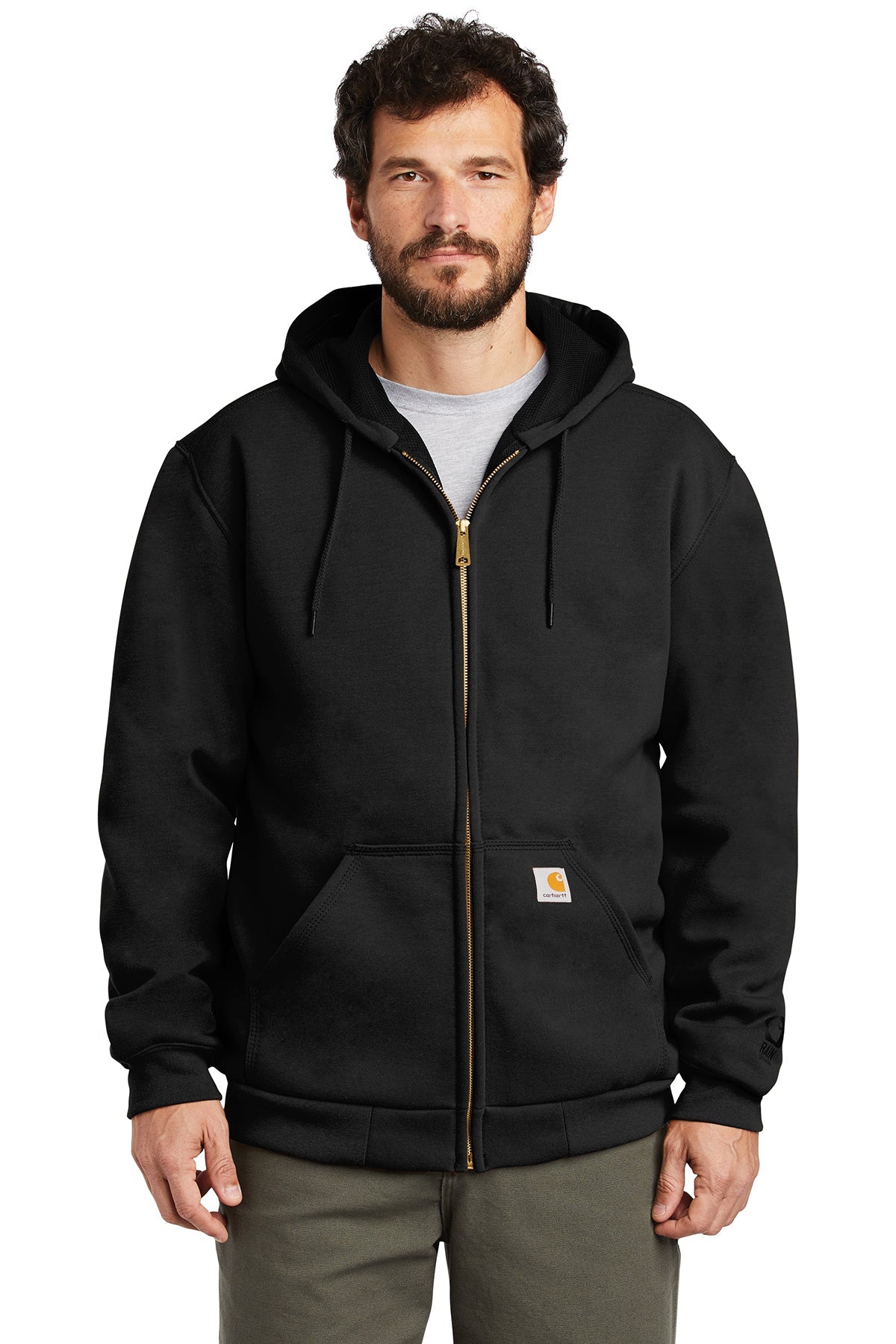 Carhartt Rain Defender Rutland Thermal-Lined Hooded Zip-Front Sweatshirt | Black