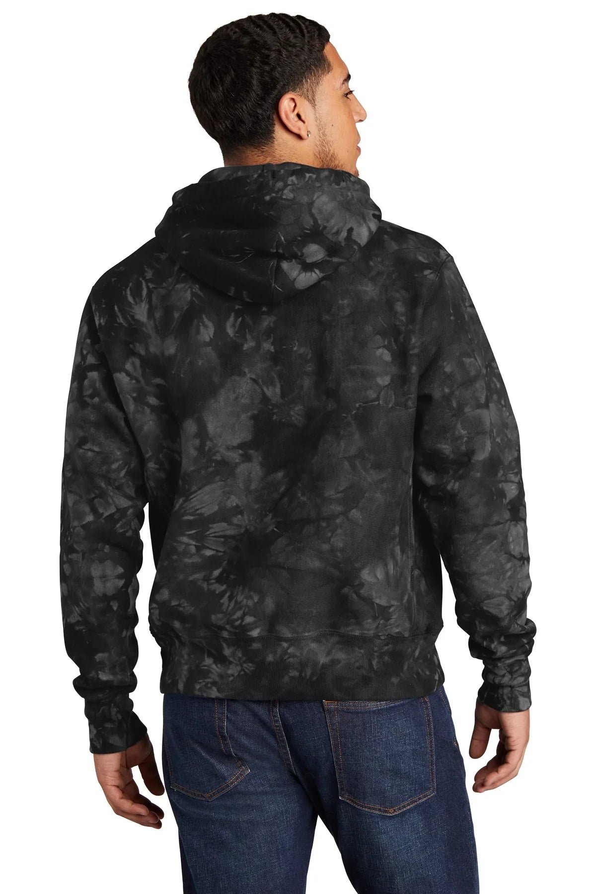 Champion Reverse Weave Scrunch-Dye Tie-Dye Hooded Sweatshirt | Black